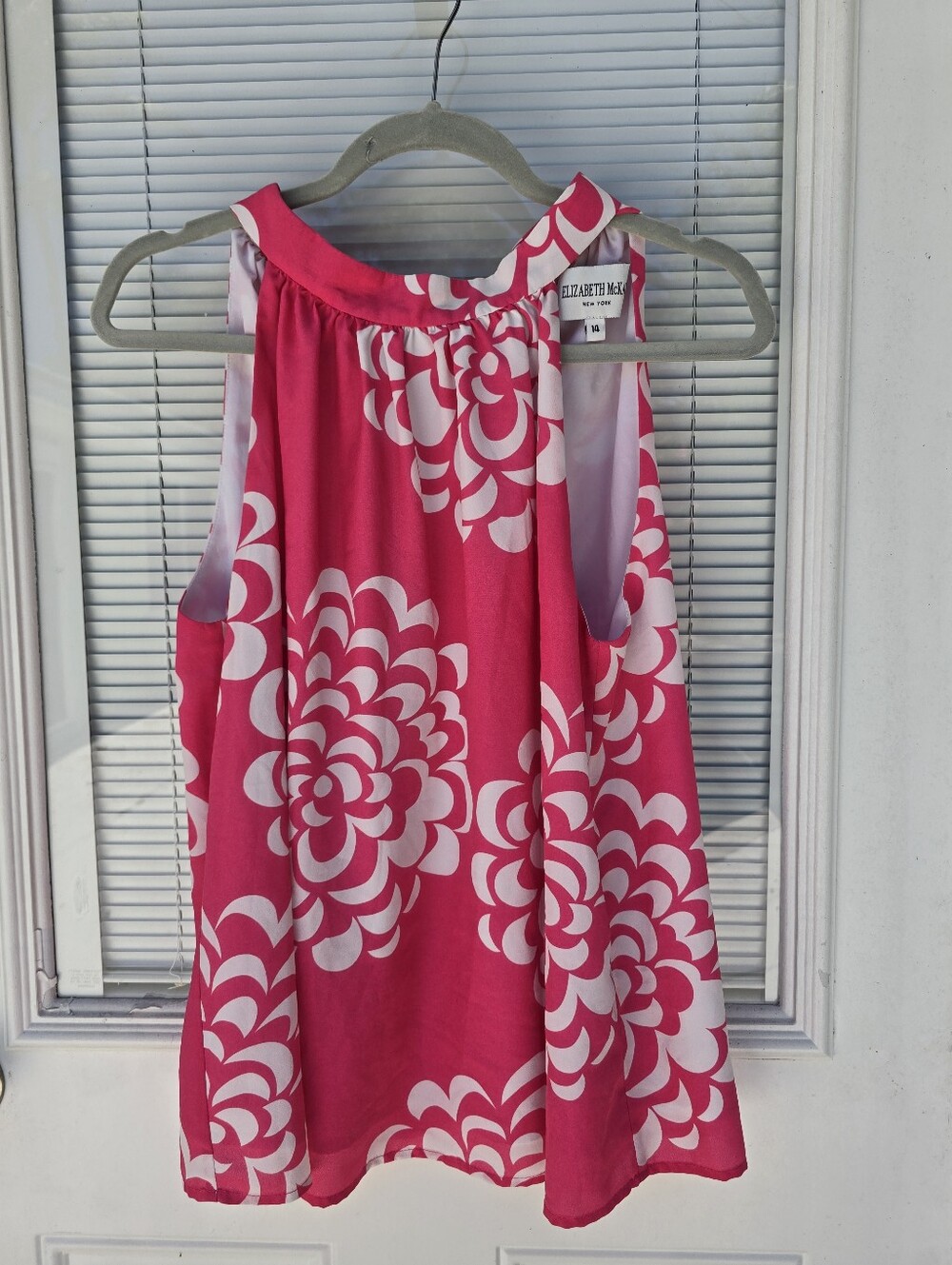 Elizabeth Mckay Hot Pink and White Floral Halter Camisole 14